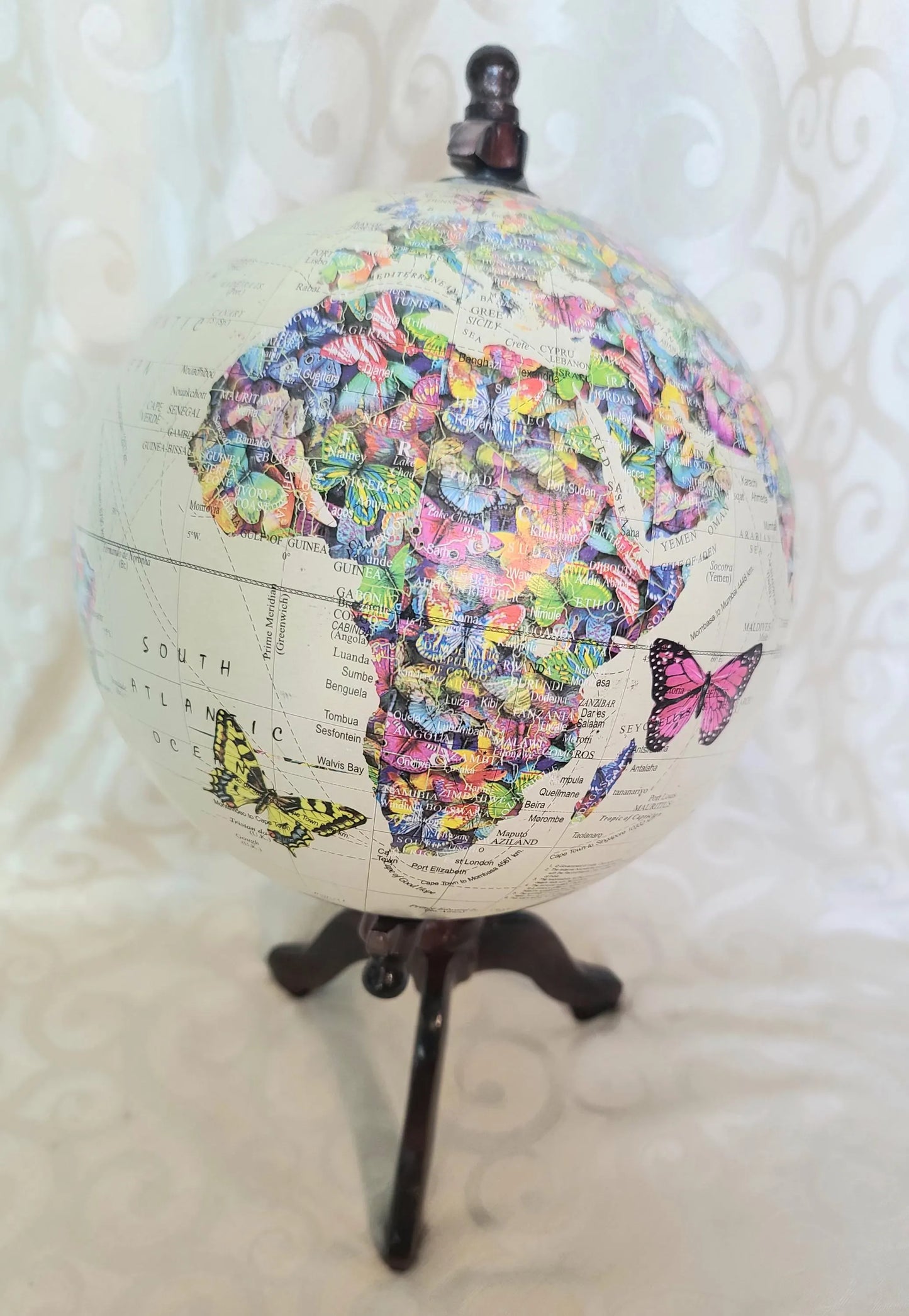 Vintage Globe Art Butterfly Globe Art.