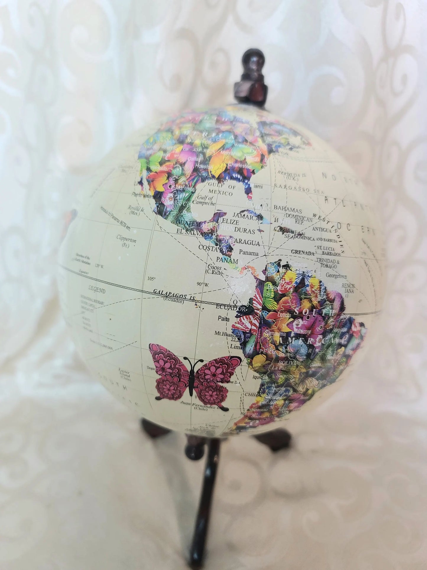 Vintage Globe Art Butterfly Globe Art.