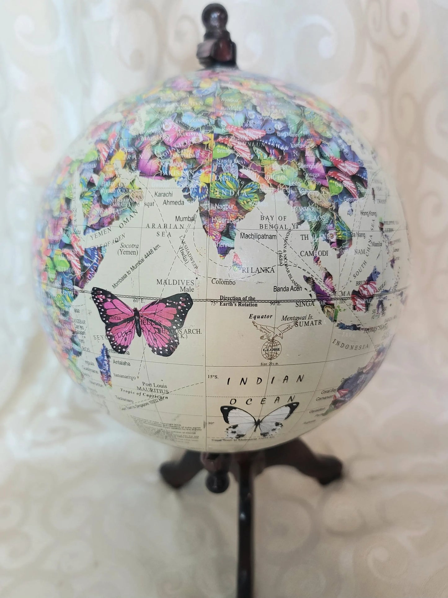 Vintage Globe Art Butterfly Globe Art.