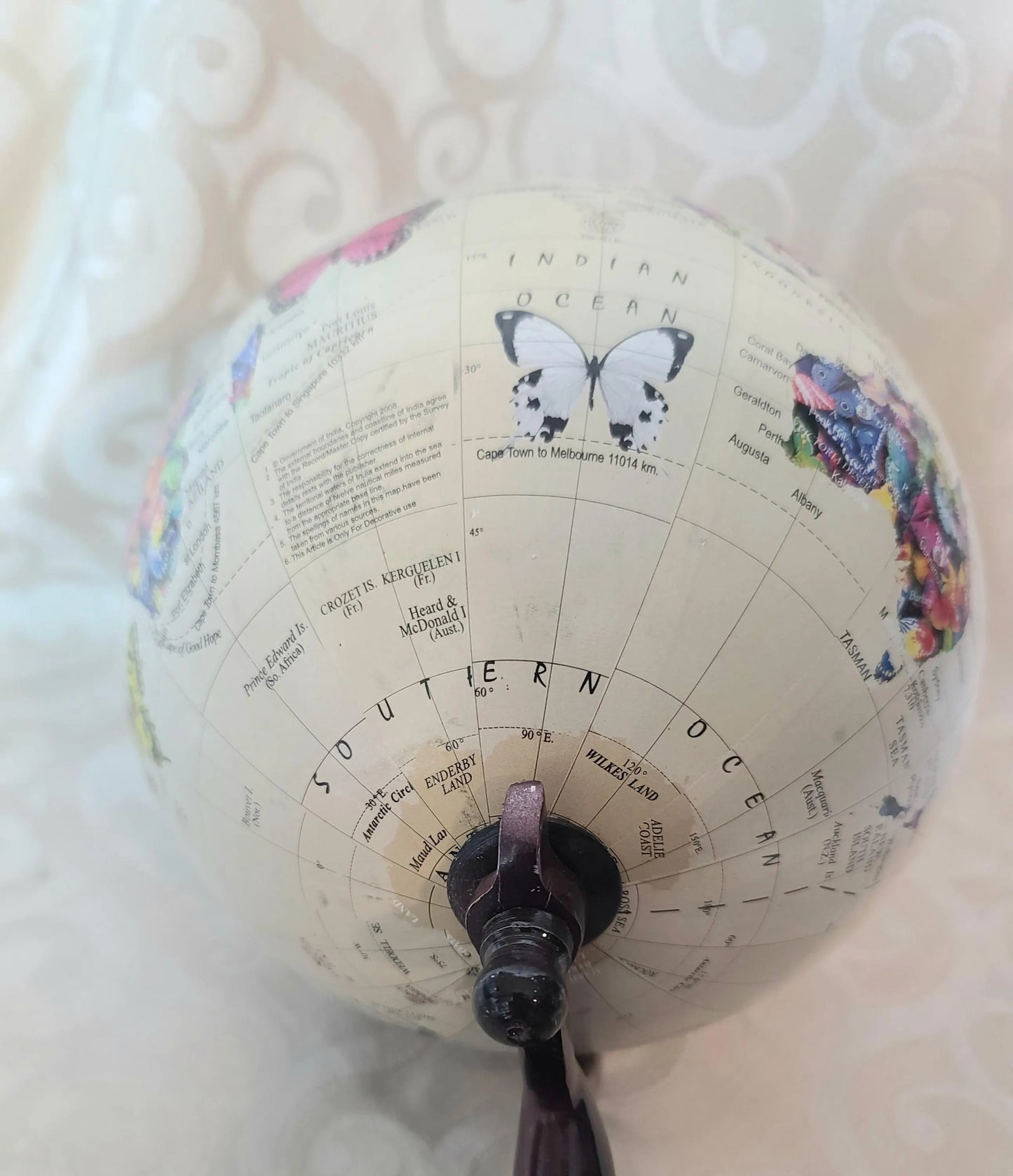 Vintage Globe Art Butterfly Globe Art.