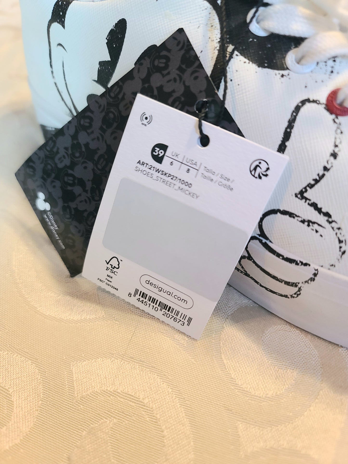 DESIGUAL Fancy Mickey Sneaker Women’s 8 - White. New. No box. has never been used.